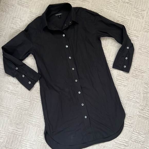 Banana Republic button down long sleeve classic shirt dress in black Size Small - Picture 7 of 16
